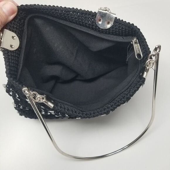 Black Macrame Shoulder Bag with Pop Tabs - Picture 9 of 13